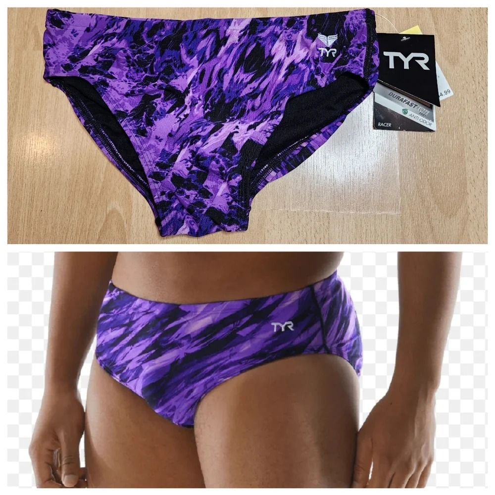 NWT TYR Male Nexus All Over Racer in purple. Size 32.